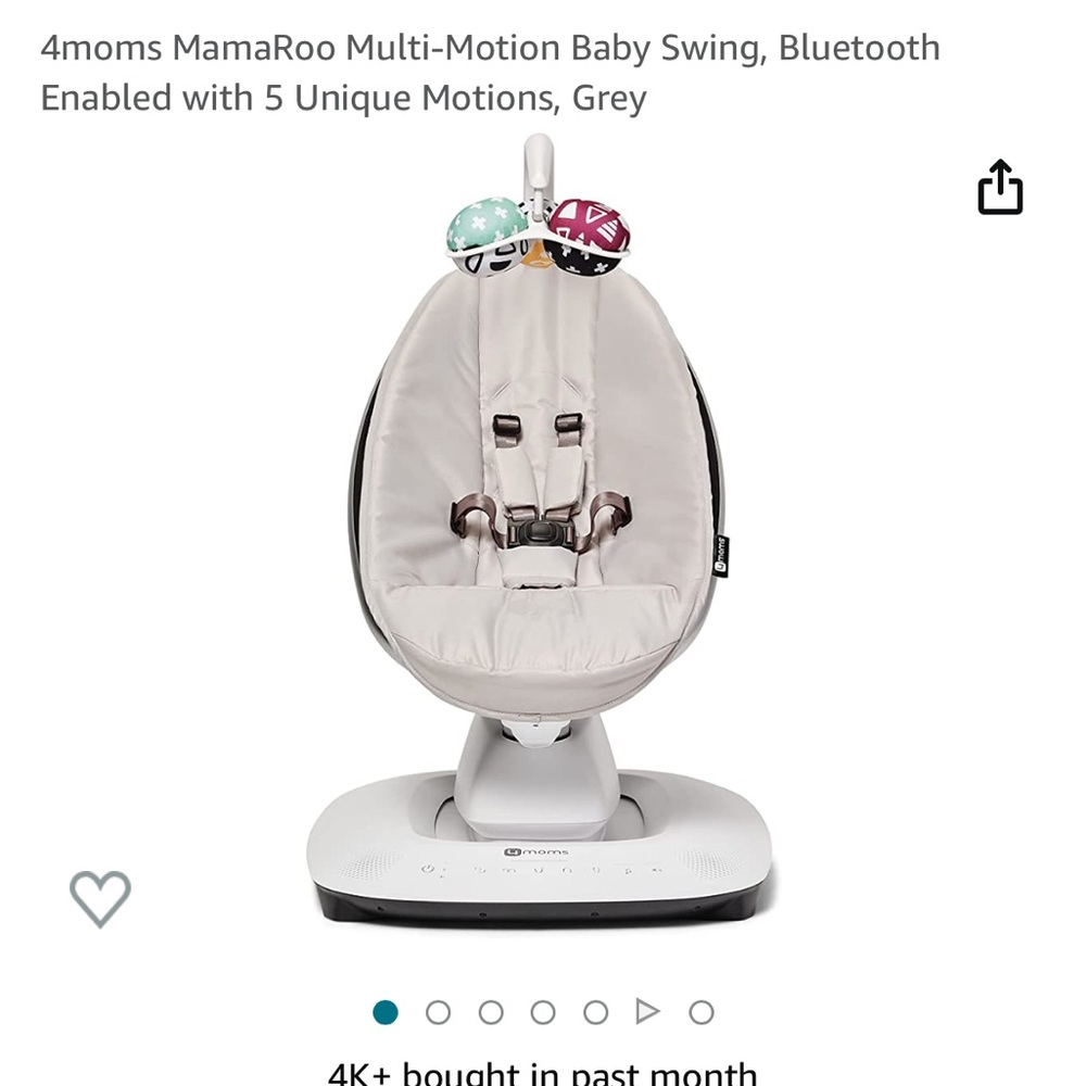 4moms MamaRoo Multi-Motion Baby Swing, Bluetooth Enabled with 5 Unique Motions